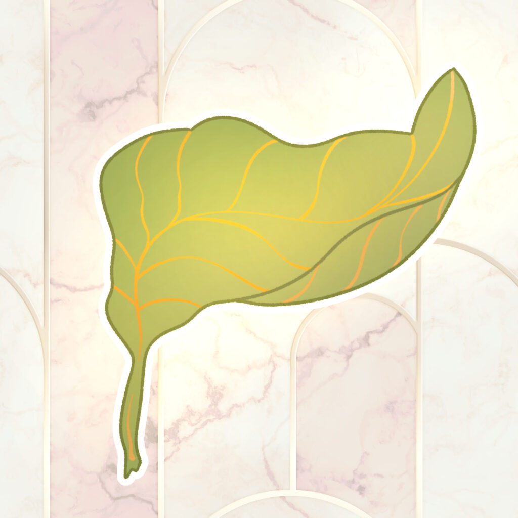 Grünes Blatt mit goldenen Adern