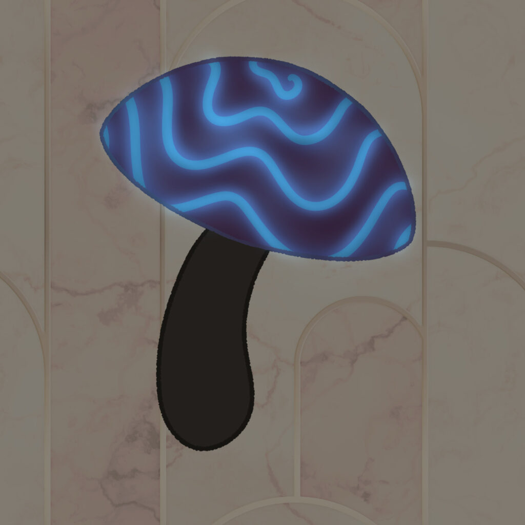 Dunkler Pilz mit blauem Swirl