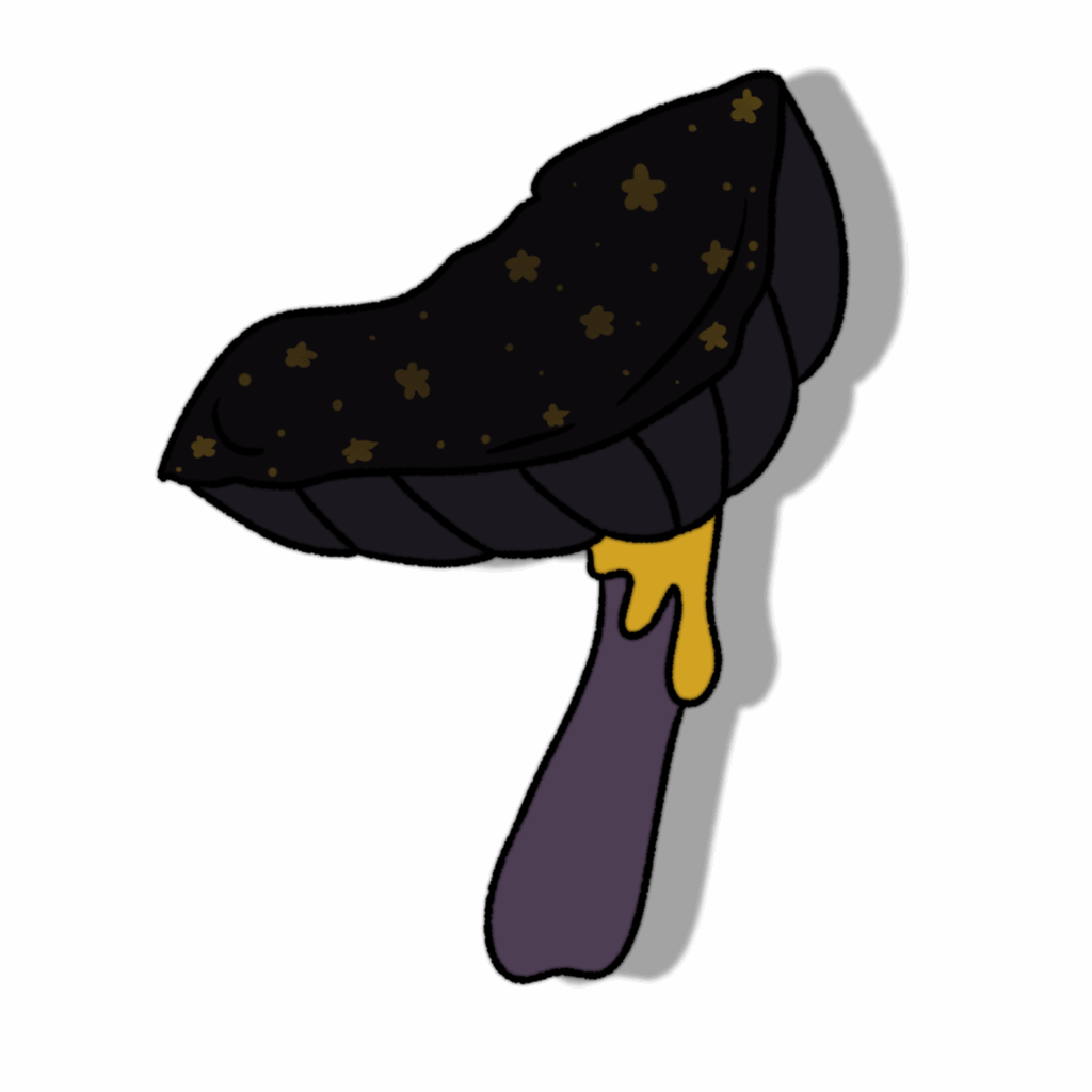 Lila Pilz mit goldenen Sternen